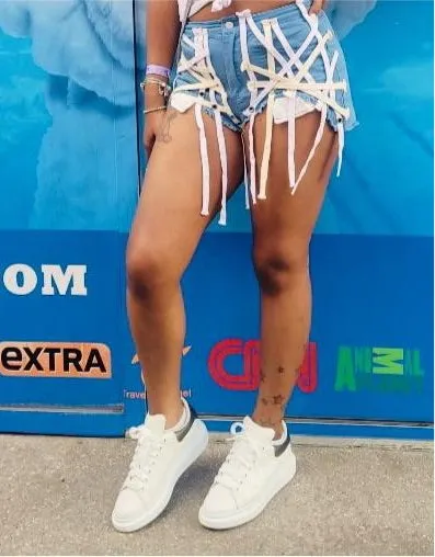 Entangled Denim Shorts