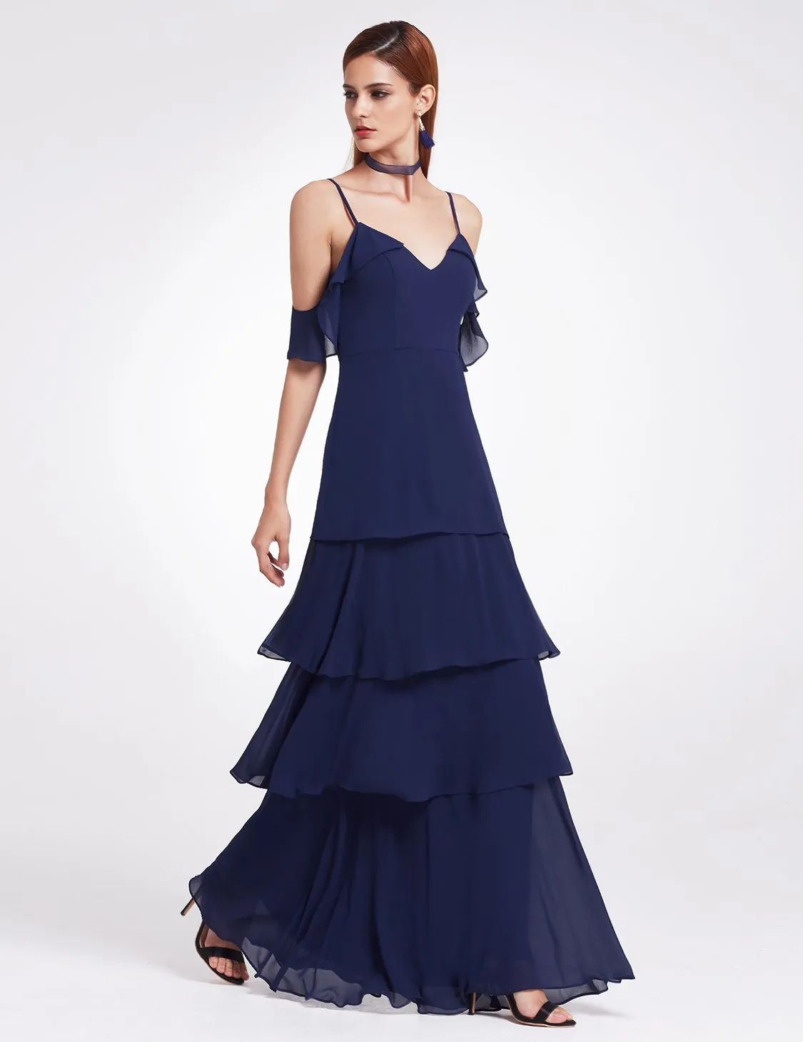 Ever-Pretty Women's Elegant V-neck Ruffles Adjustable Bridesmaids Dress EP07202