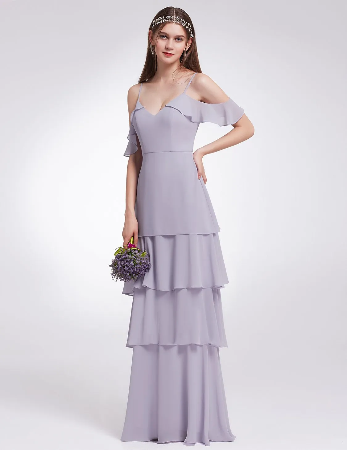 Ever-Pretty Women's Elegant V-neck Ruffles Adjustable Bridesmaids Dress EP07202