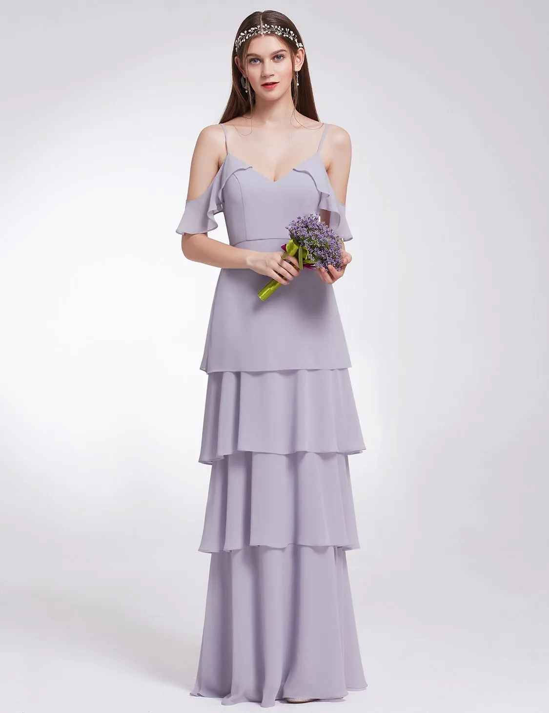 Ever-Pretty Women's Elegant V-neck Ruffles Adjustable Bridesmaids Dress EP07202
