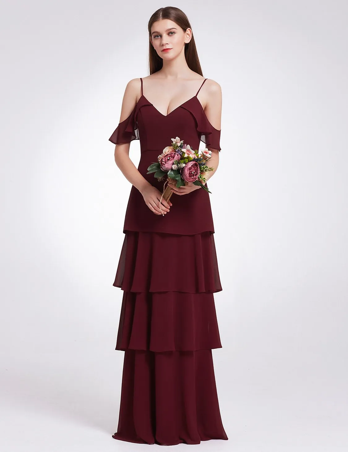 Ever-Pretty Women's Elegant V-neck Ruffles Adjustable Bridesmaids Dress EP07202