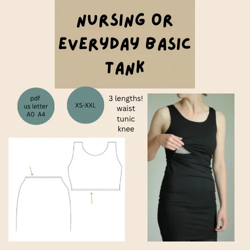 Everyday Basic Tank   Nursing Tank Sewing Pattern