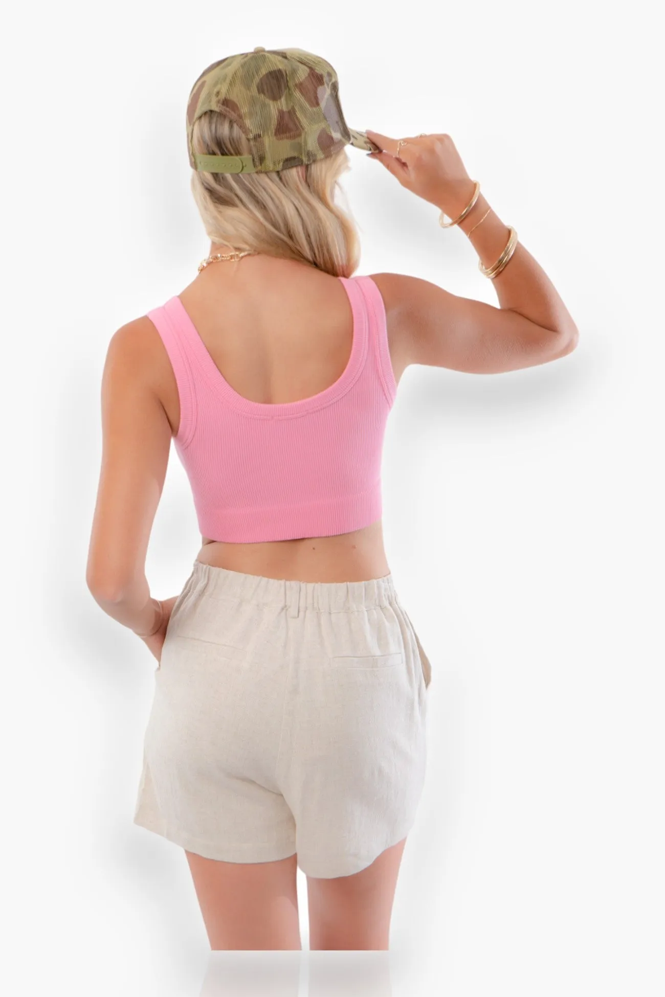 Find Yourself Oatmeal Linen Pleated Shorts