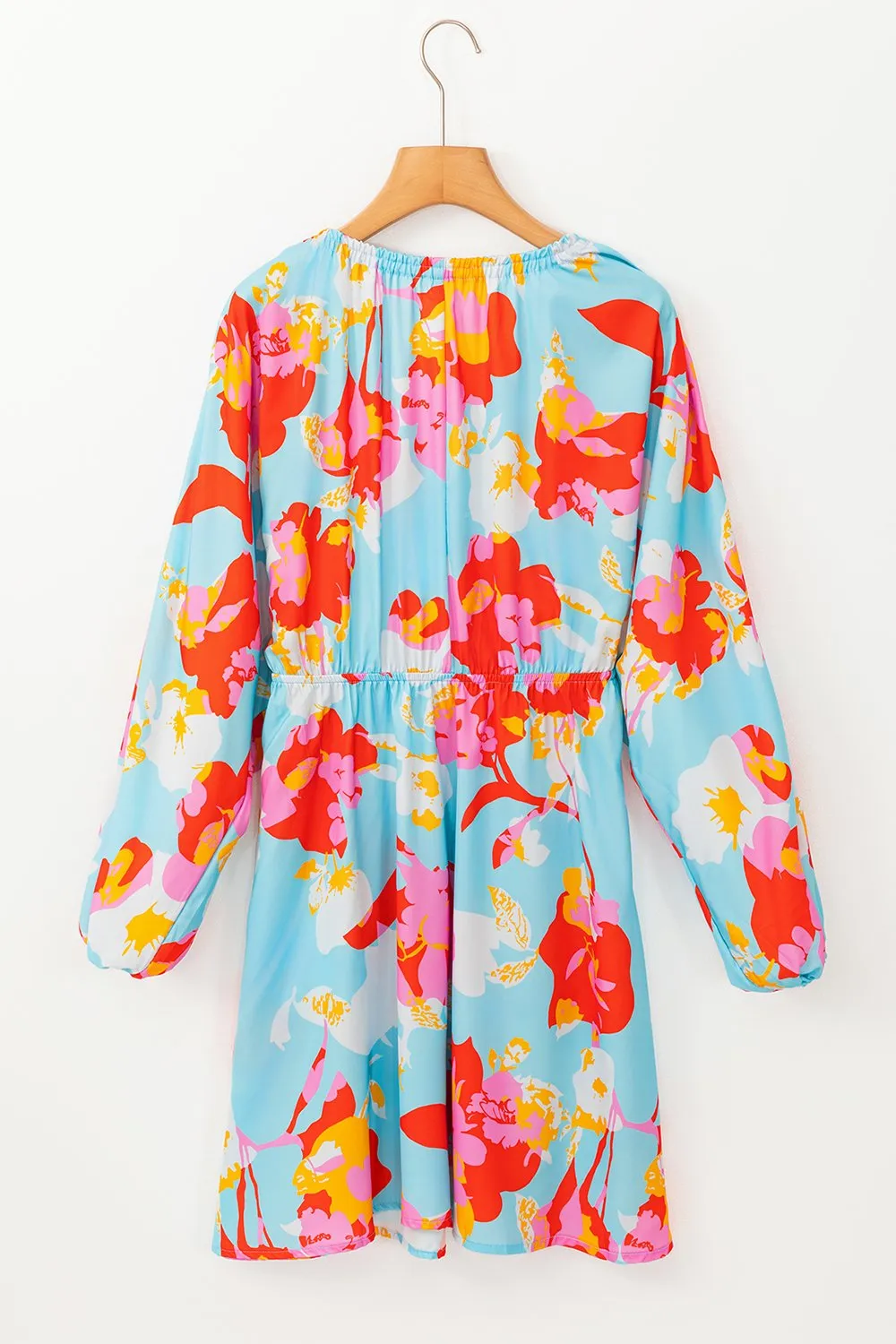 Floral Bracelet Sleeve Empire Waist Mini Dress