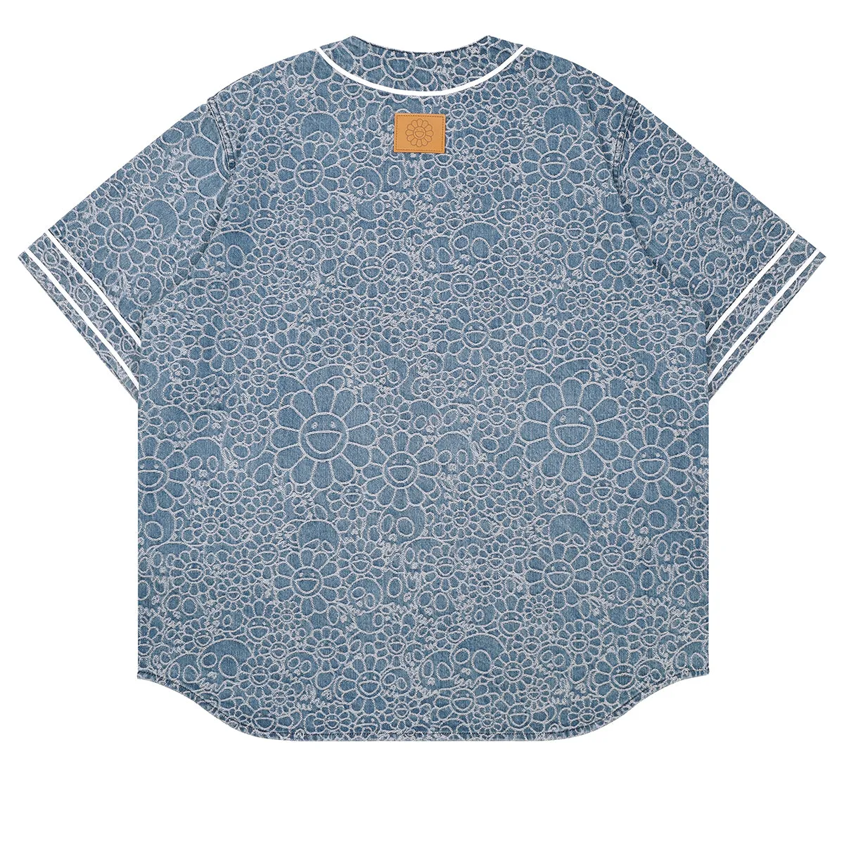 Flowers & Skulls Jacquard Denim Base Ball Shirt