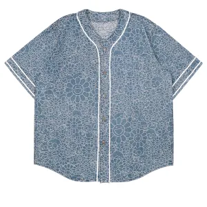 Flowers & Skulls Jacquard Denim Base Ball Shirt