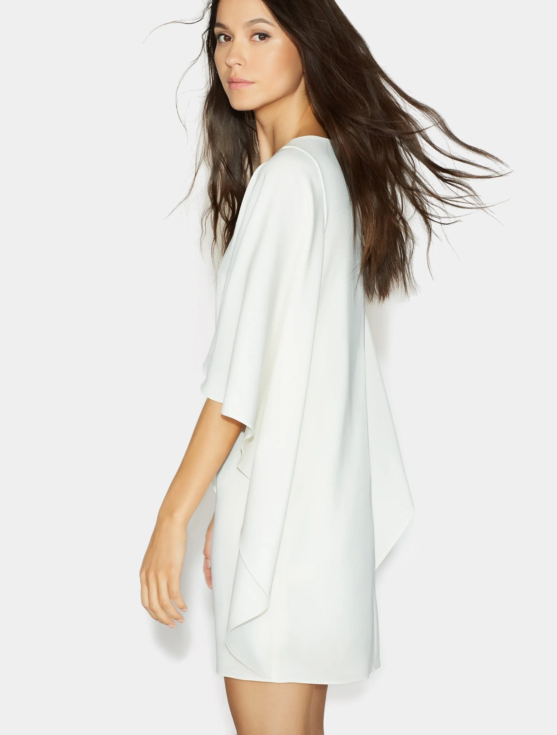 Flowy Asymmetric Drape Crepe Dress
