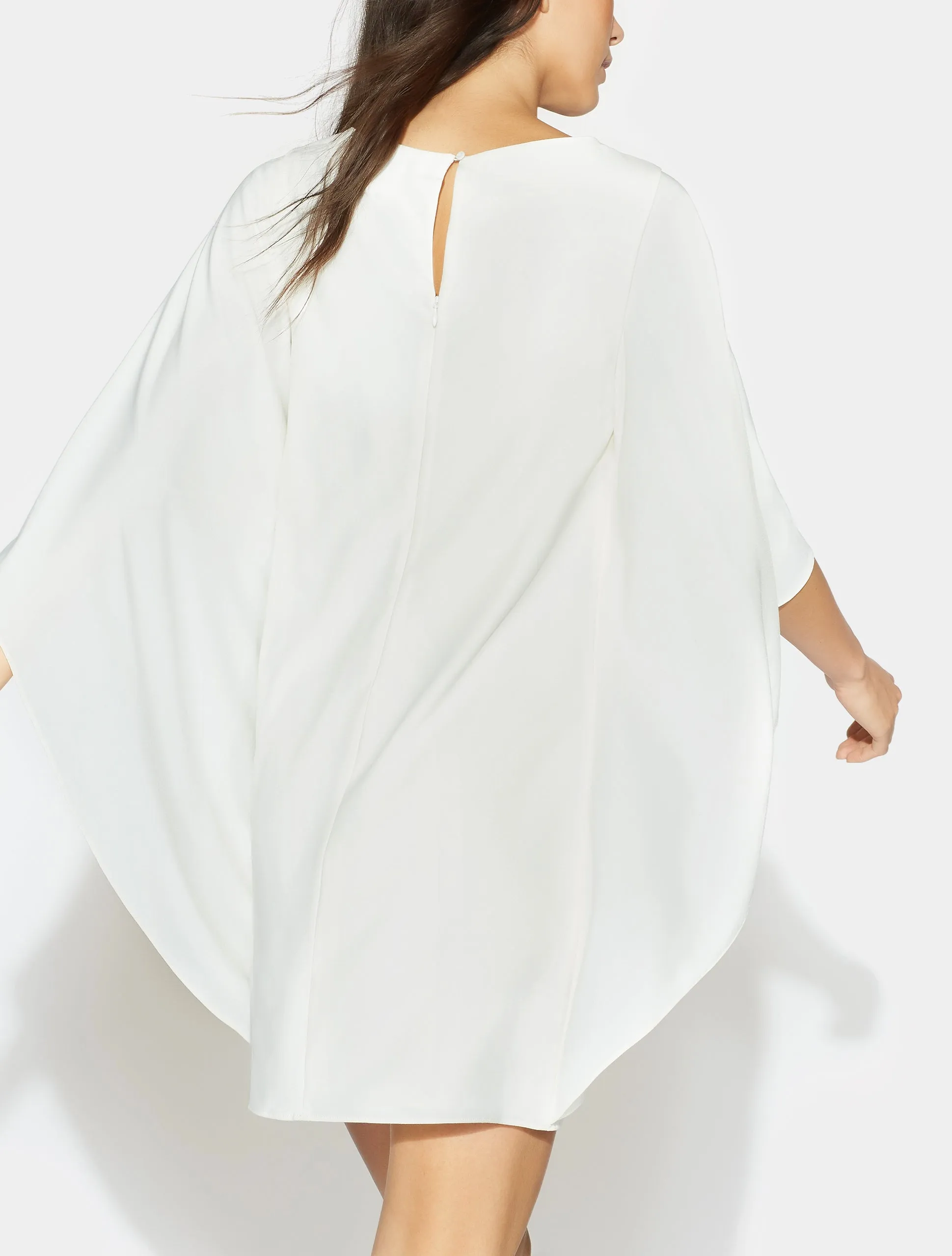 Flowy Asymmetric Drape Crepe Dress