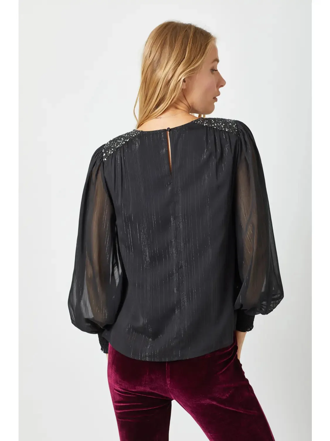 Flowy Glitter Chiffon Blouse