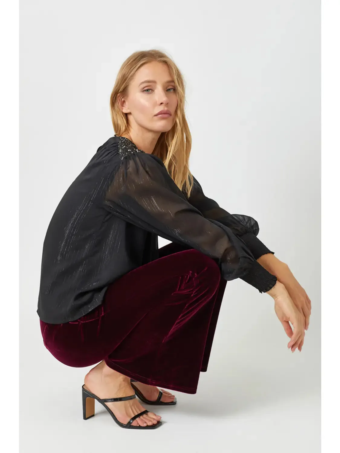 Flowy Glitter Chiffon Blouse