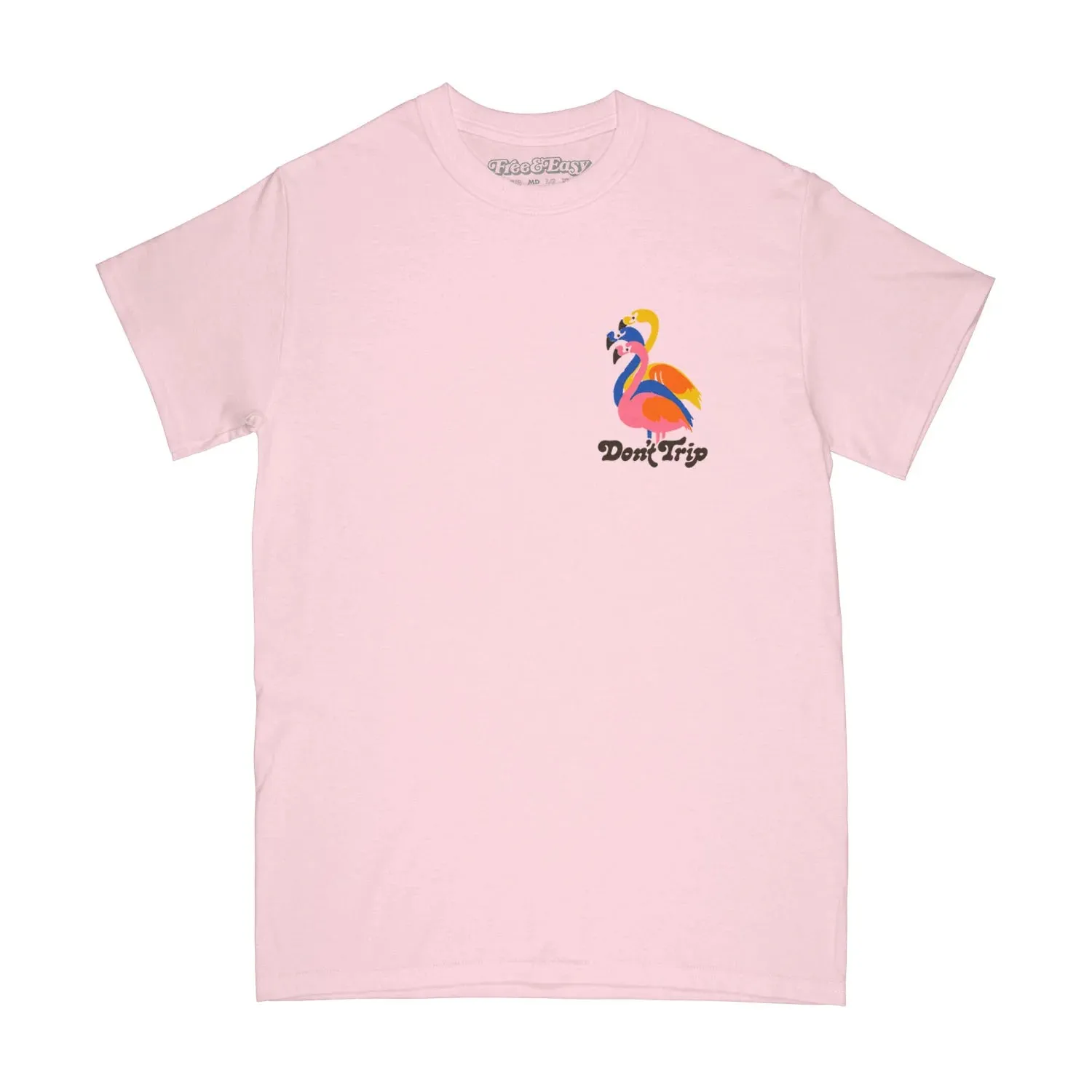 FREE & EASY FLAMINGOS SS TEE IN PALE PINK