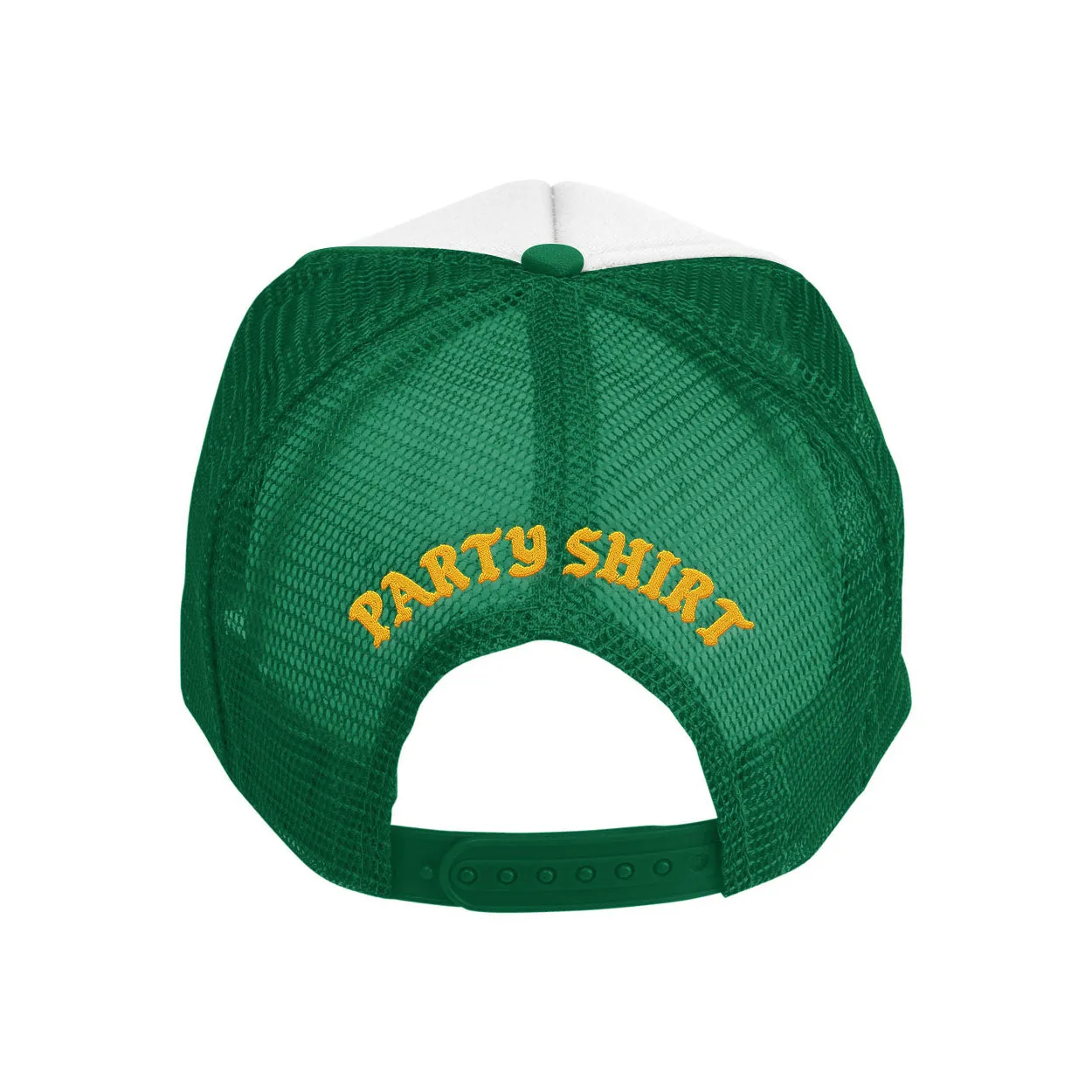 FREE & EASY X PARTY SHIRT DON'T TRIP EMBROIDERED TRUCKER HAT WHITE/GREEN