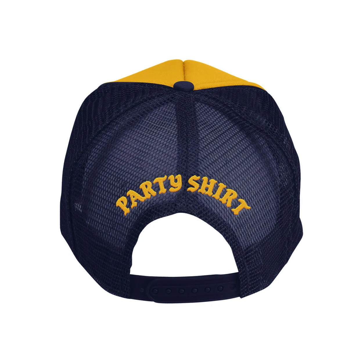 FREE & EASY X PARTY SHIRT DON'T TRIP EMBROIDERED TRUCKER HAT YELLOW/NAVY