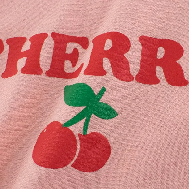 Fruit Cherry Pattern Short Sleeve T-shirt for Girls