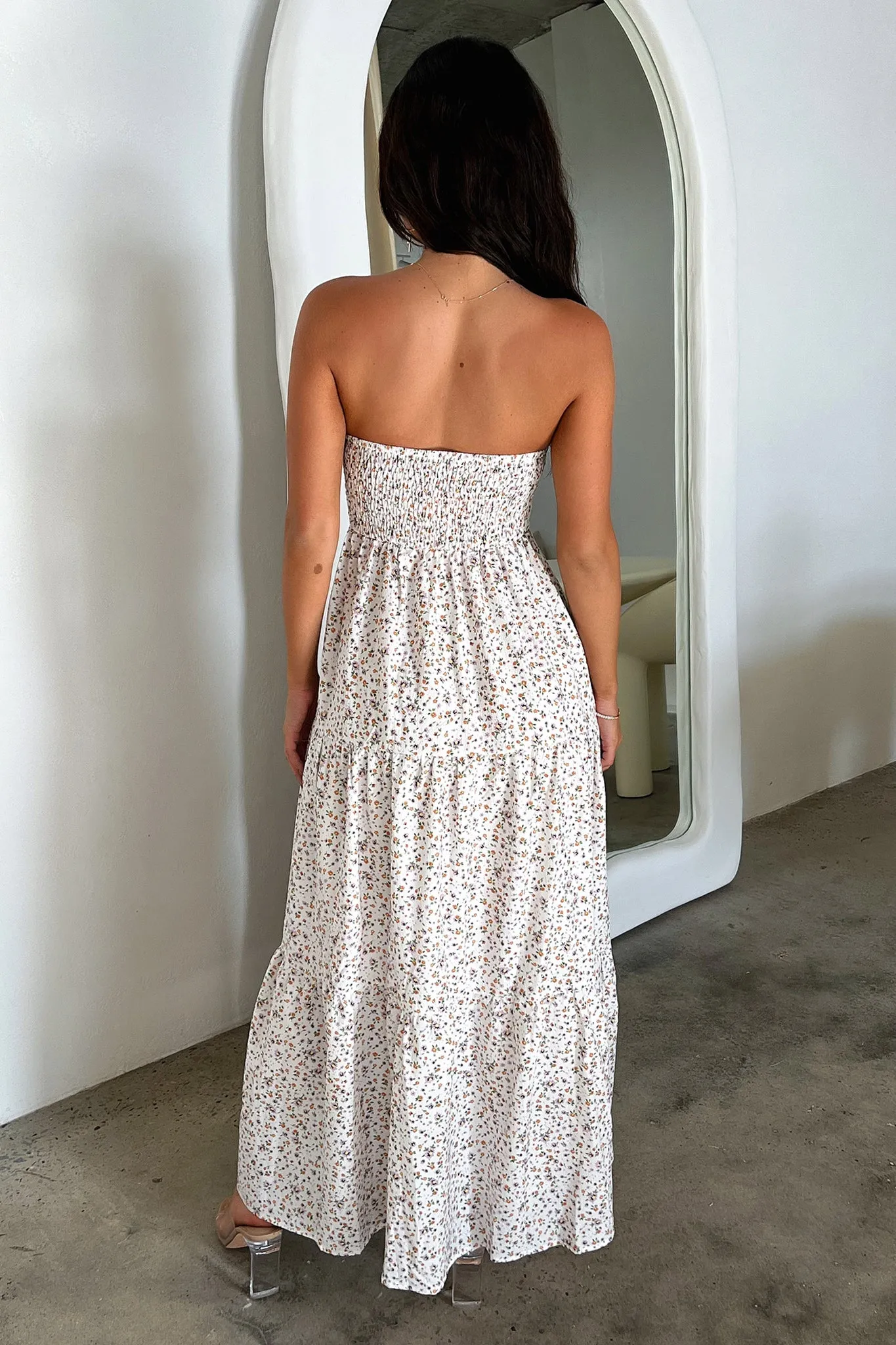 Hailey Maxi Dress - White floral