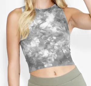 Halter Crop Top in Cool Grey Tie Dye