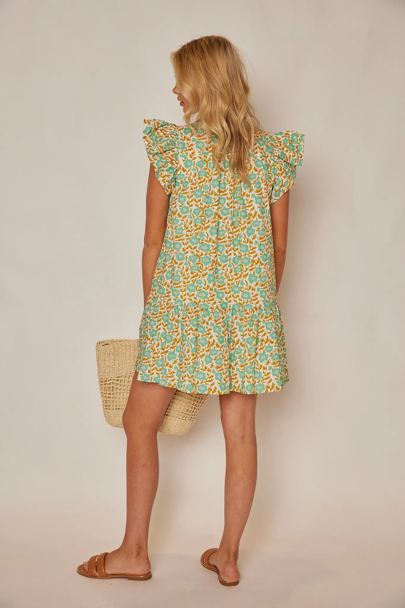 Hollis Denim Detail Floral Dress