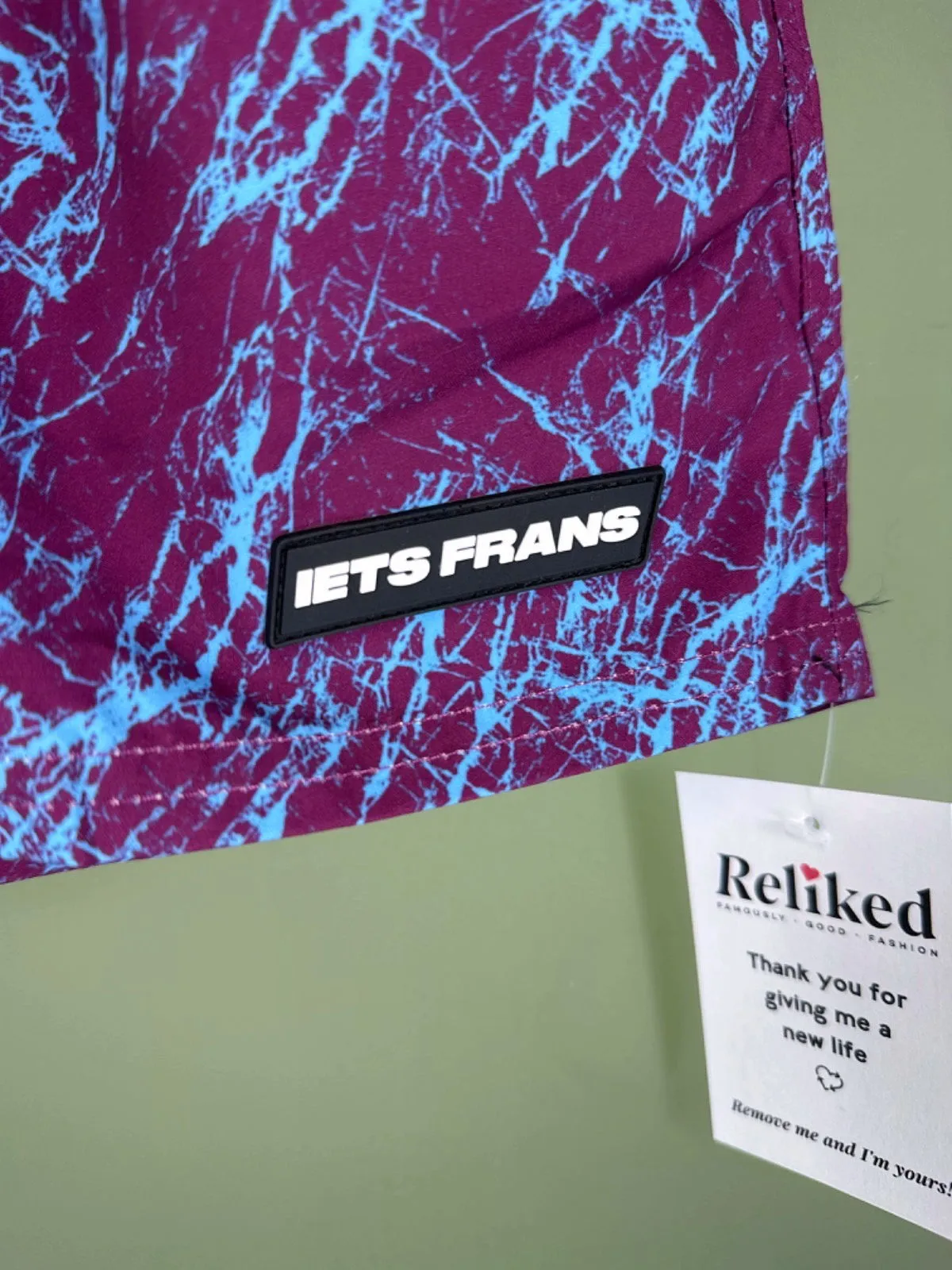 Iets Frans Purple/Blue Graphic Swim Shorts UK L