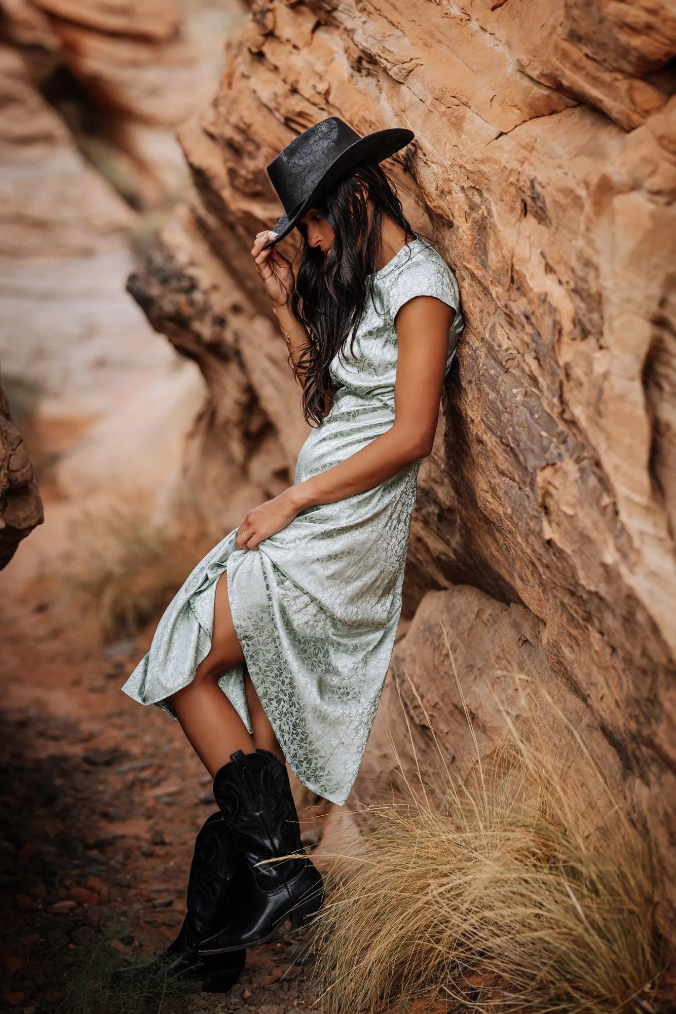 Indie Midi Dress in Sage Green