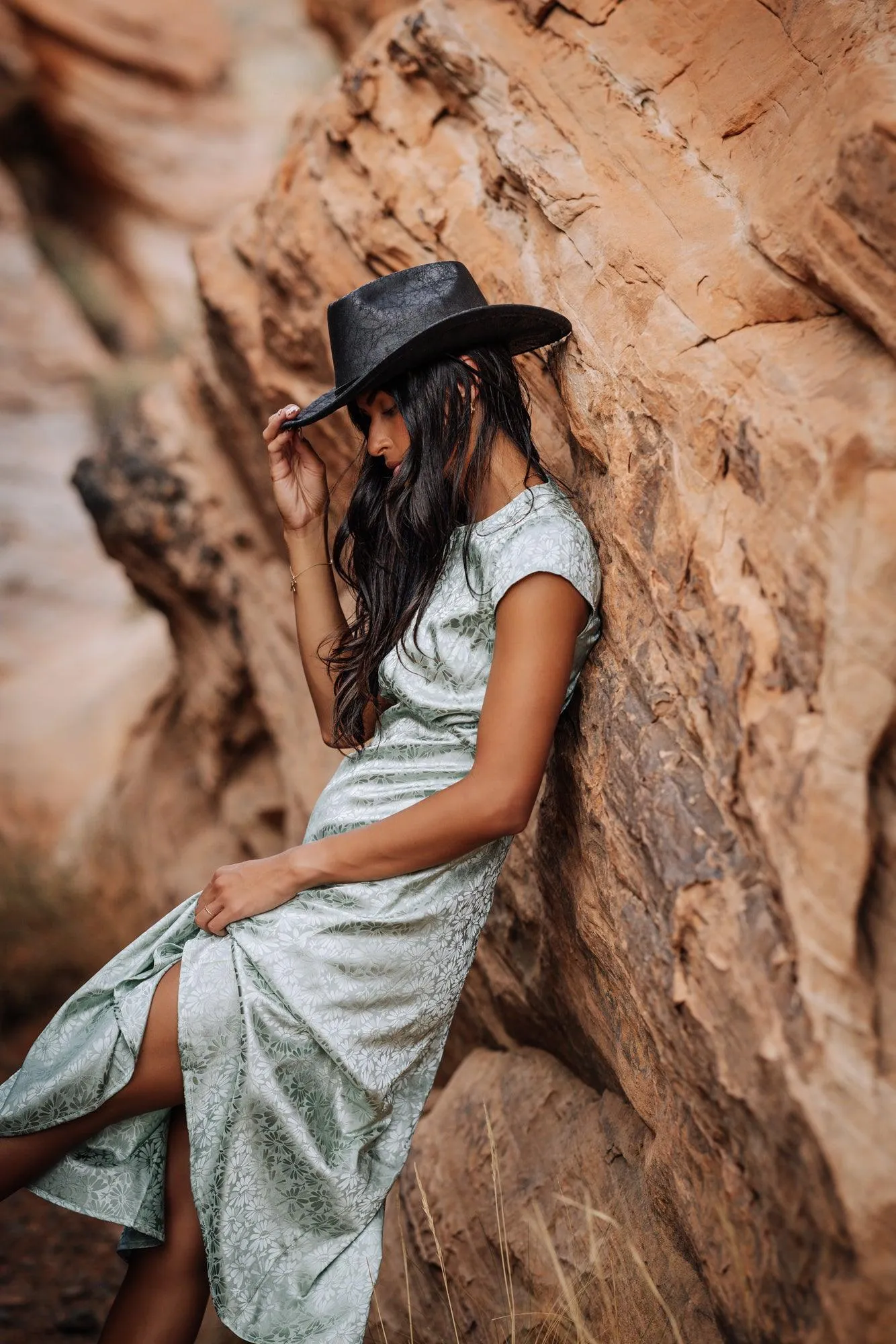 Indie Midi Dress in Sage Green