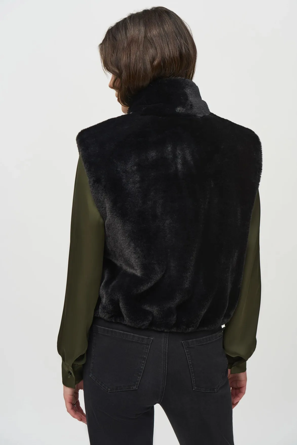 Joseph Ribkoff Black Faux Fur Vest