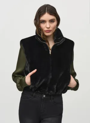 Joseph Ribkoff Black Faux Fur Vest