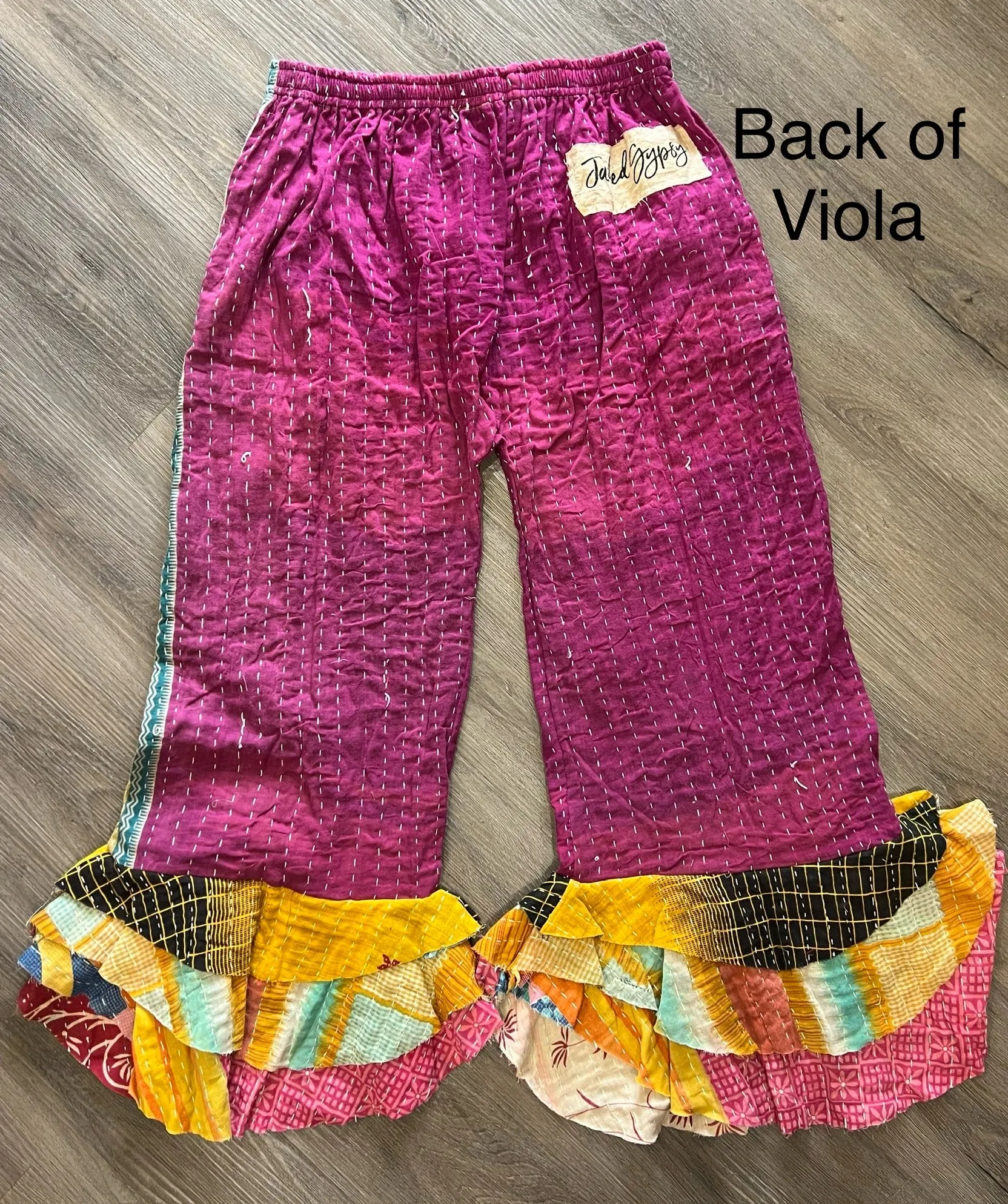 Kantha Sunrise Ruffle Pant "Viola" by Jaded Gypsy