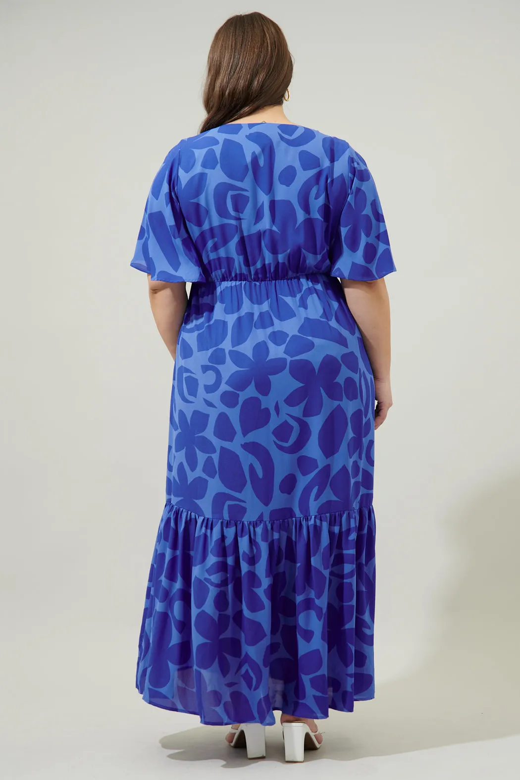 Kihe Floral Pismo Button Down Flutter Maxi Dress Curve