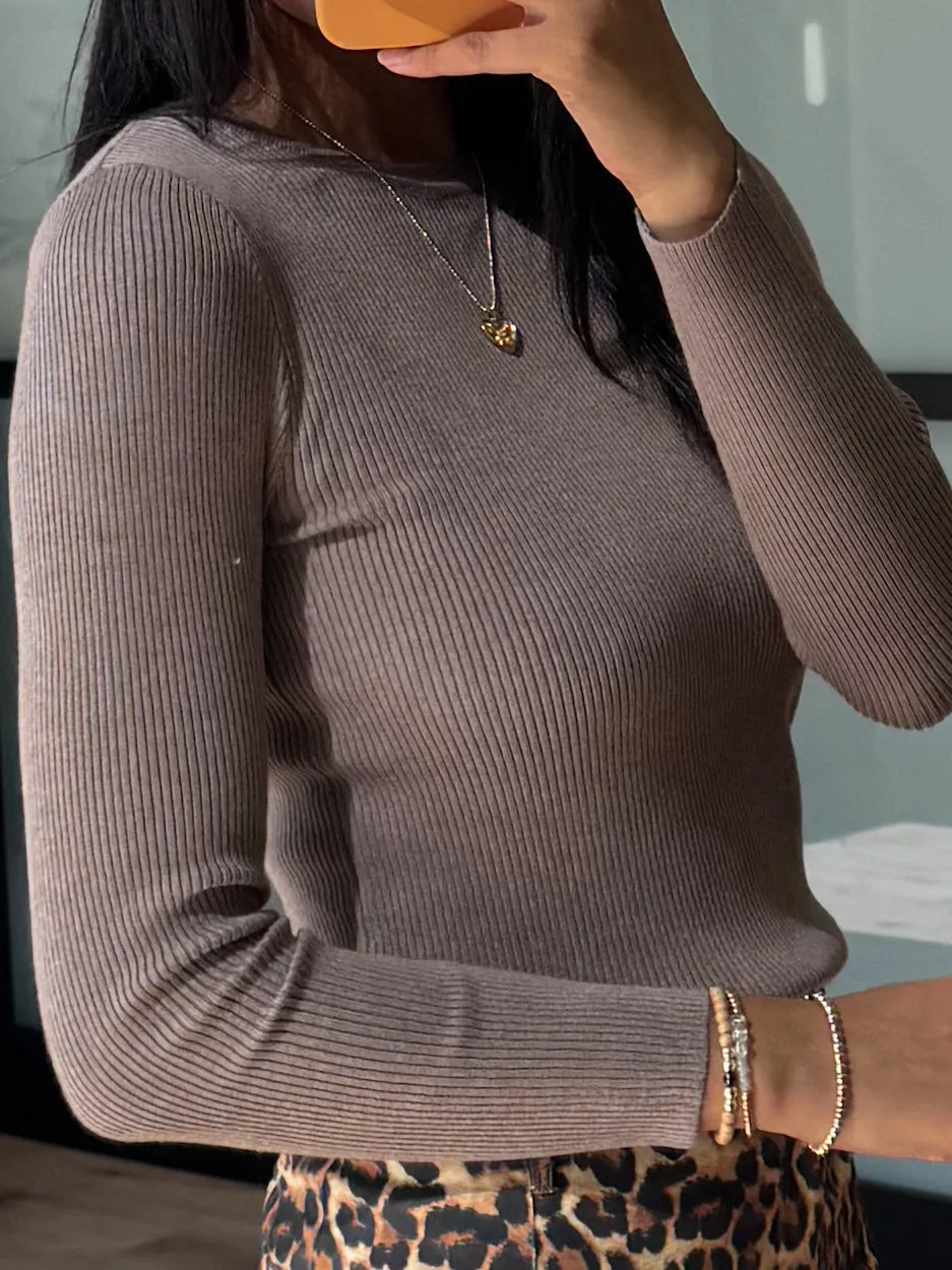 Kym Ribbed Long Sleeve | Mocha