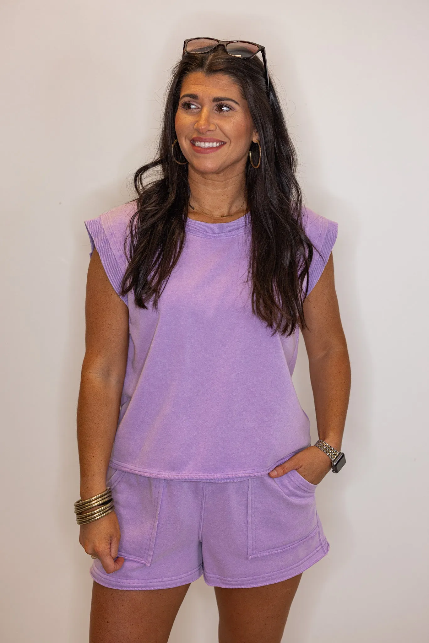 Lavender Cotton Shorts Set