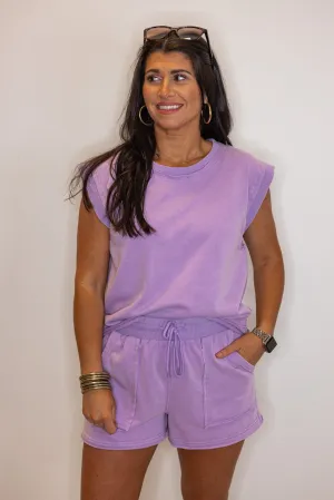 Lavender Cotton Shorts Set