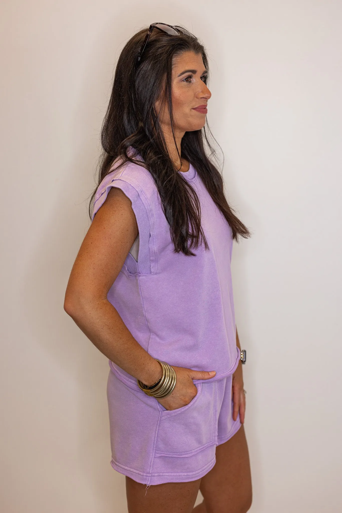 Lavender Cotton Shorts Set