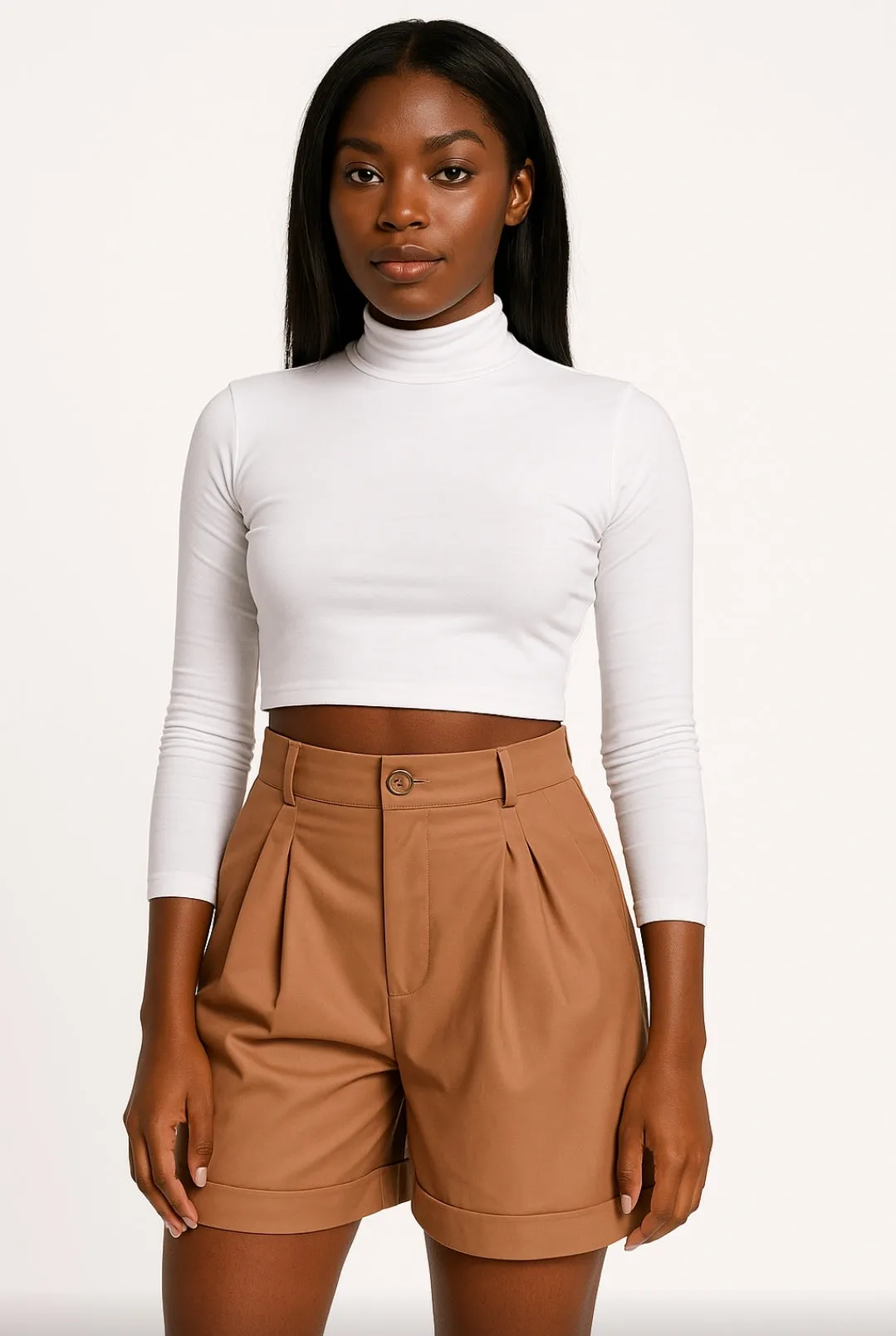 Leather me up tan shorts.
