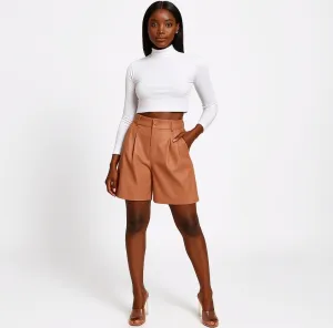 Leather me up tan shorts.
