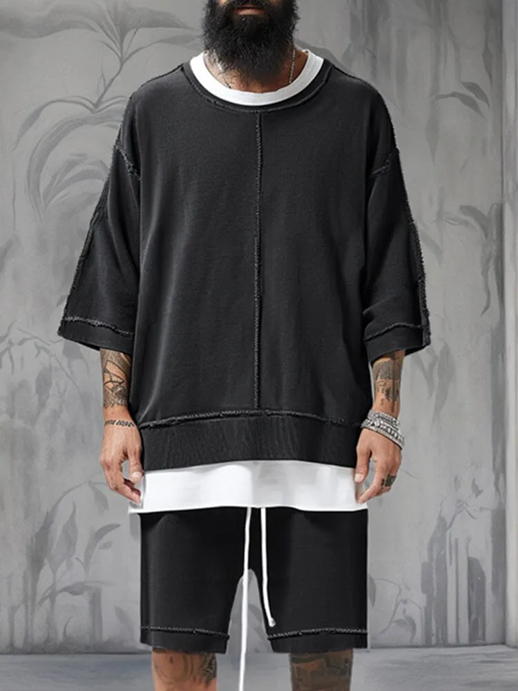 Leisure Trendy Color Block Tracksuit Set