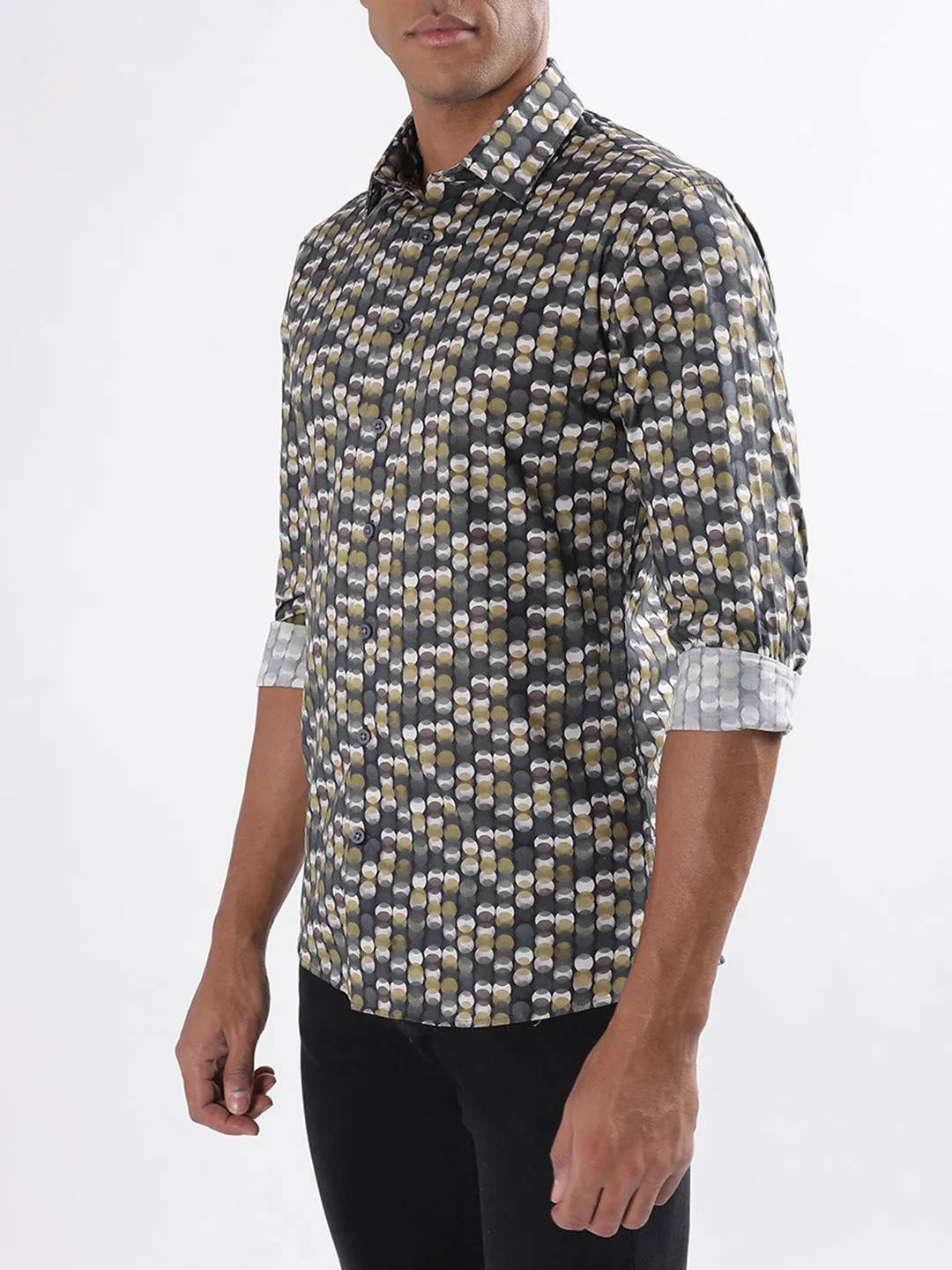Lindbergh Olive Printed Slim Fit Shirt