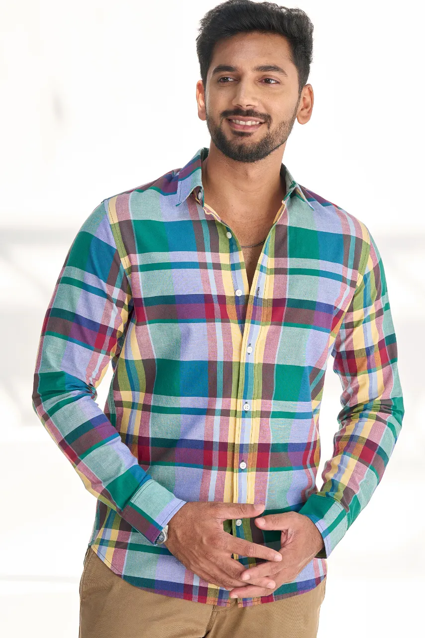 Madras Checks Cotton Shirt in Vibrant Hues