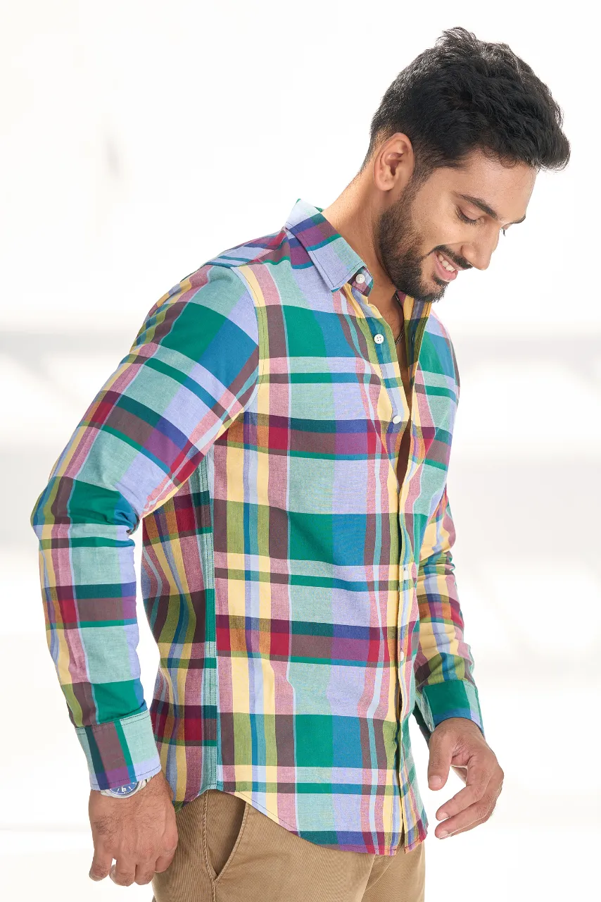 Madras Checks Cotton Shirt in Vibrant Hues