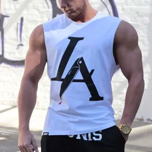 Men's Casual Sports Fitness Printed Vest