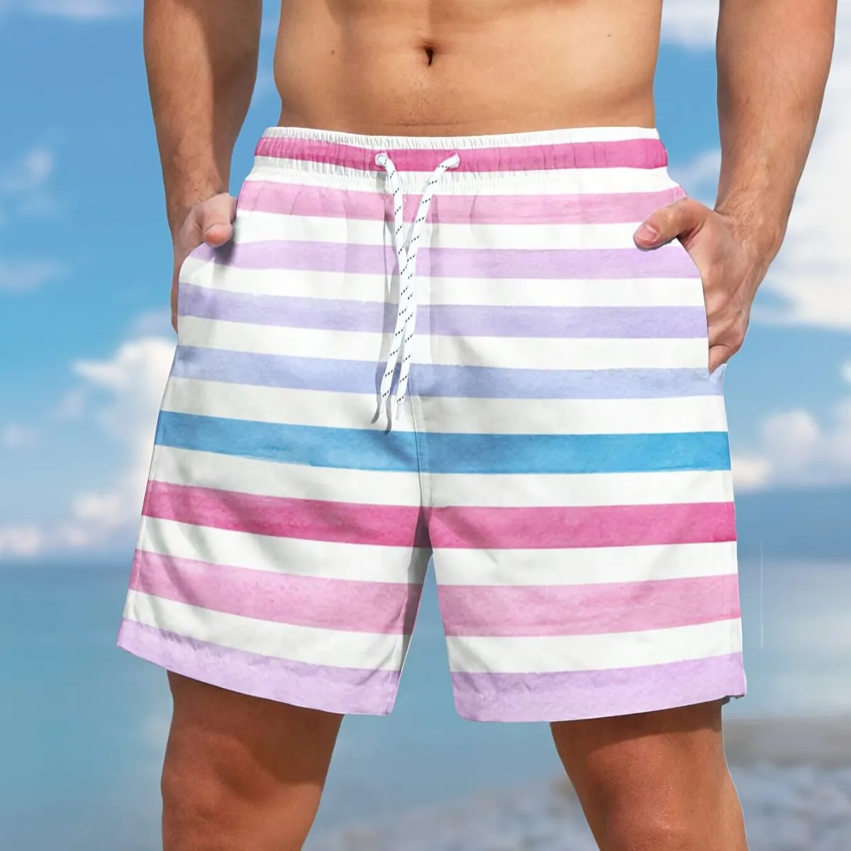 Men's Classic Geometric Printed Beach Shorts 67250934YY
