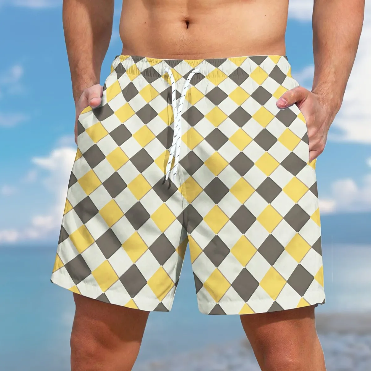 Men's Classic Geometric Printed Beach Shorts 67250934YY