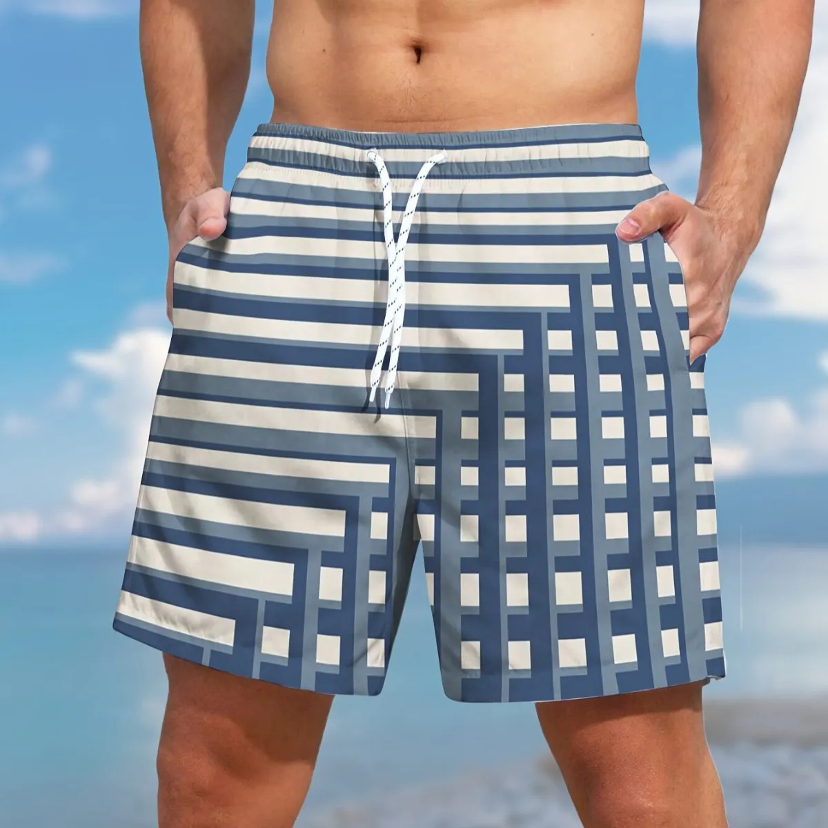 Men's Classic Geometric Printed Beach Shorts 67250934YY