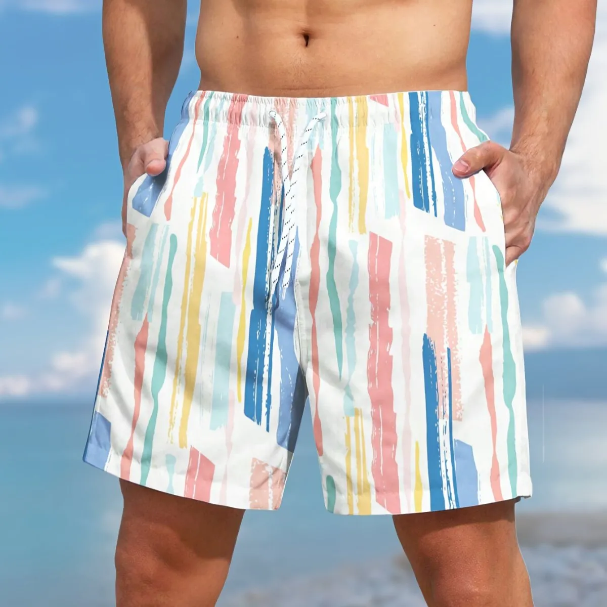 Men's Classic Geometric Printed Beach Shorts 67250934YY