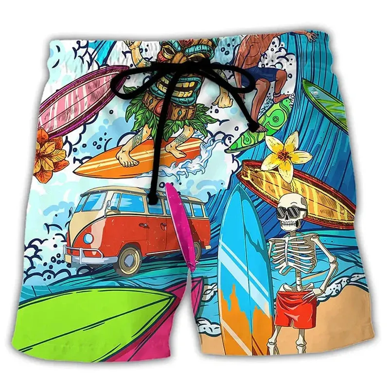 Men's Colorful 3D Print Surfing Board Shorts Cool Style Summer Swim Trunks