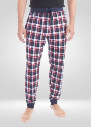 Mens Navy Red Pajama - Knit Jogger
