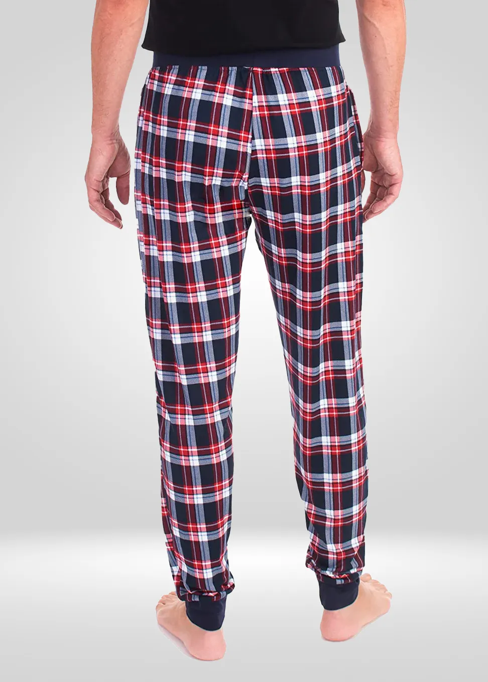 Mens Navy Red Pajama - Knit Jogger