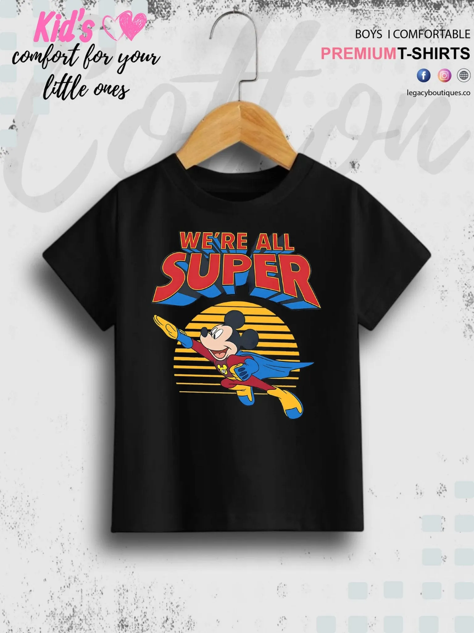 Mickey Mouse Print 1 To 11 Year Kids Boys T-Shirt In Lowest Price Only In BD