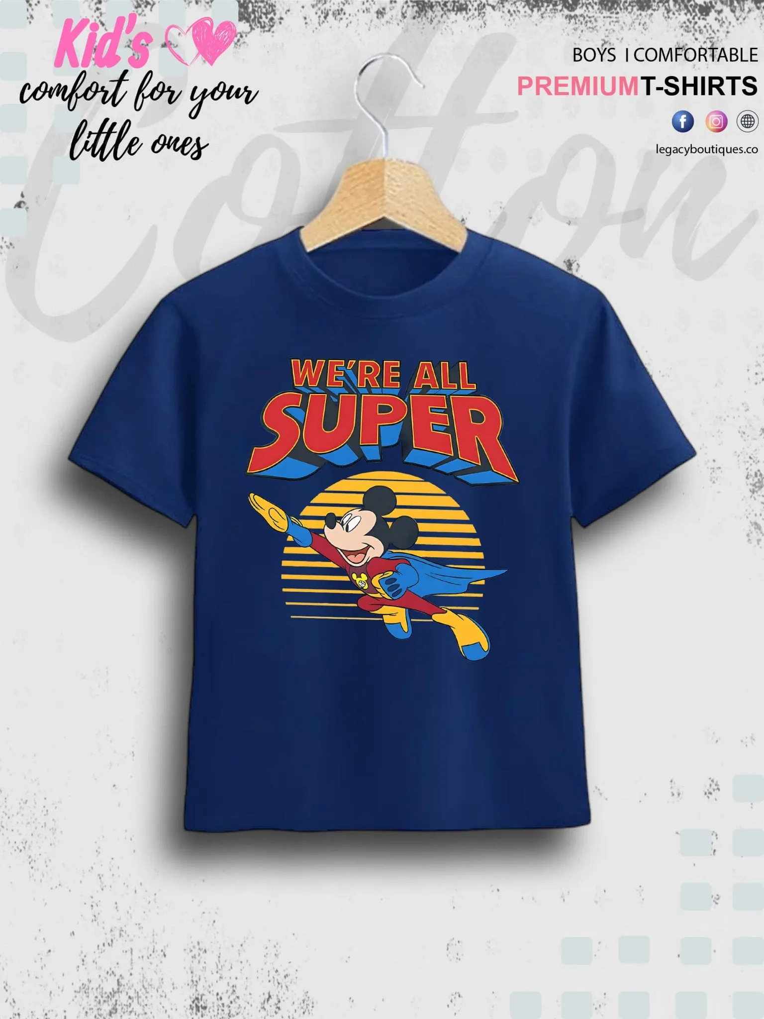 Mickey Mouse Print 1 To 11 Year Kids Boys T-Shirt In Lowest Price Only In BD