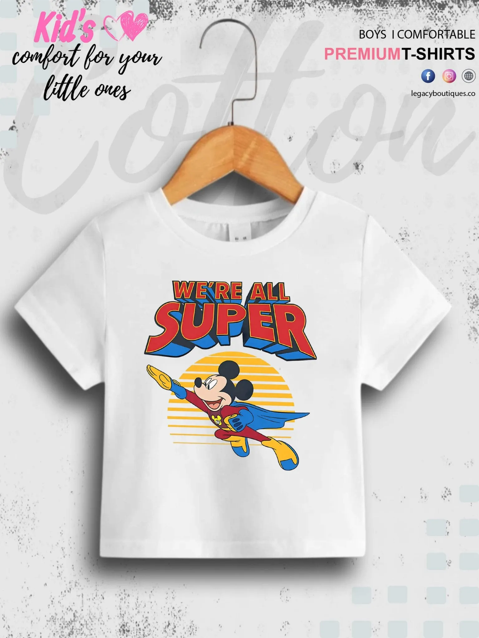 Mickey Mouse Print 1 To 11 Year Kids Boys T-Shirt In Lowest Price Only In BD