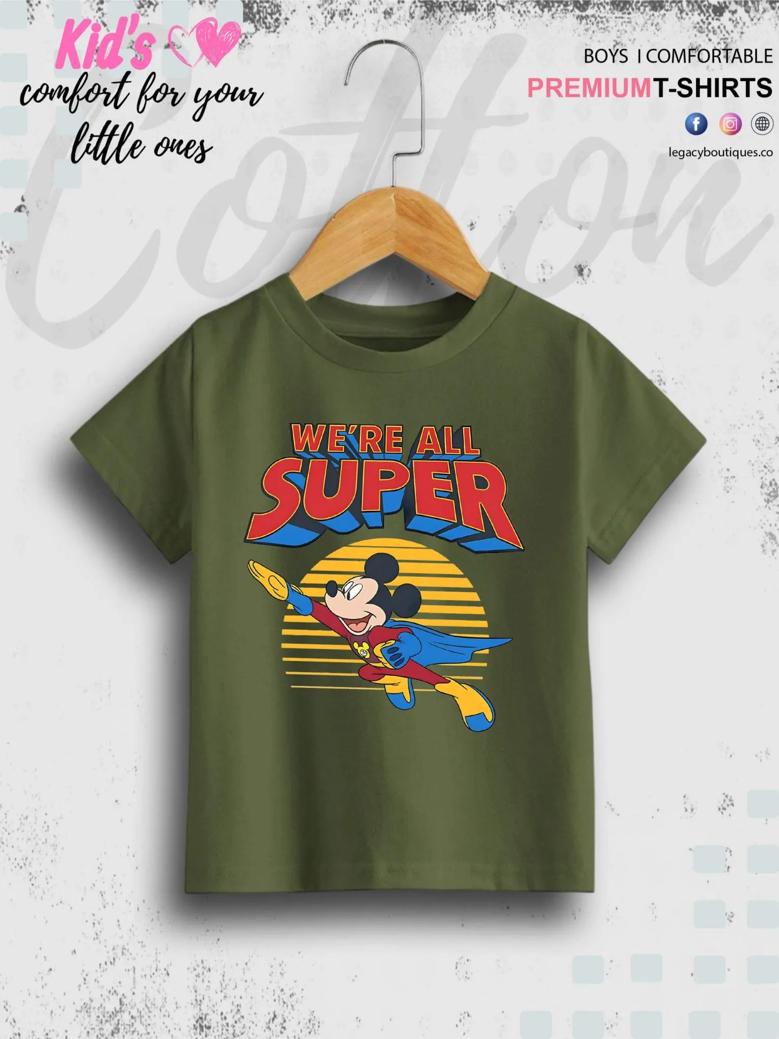 Mickey Mouse Print 1 To 11 Year Kids Boys T-Shirt In Lowest Price Only In BD